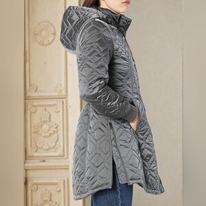 Steve Madden Titanium Hooded Quilted Womens Coat